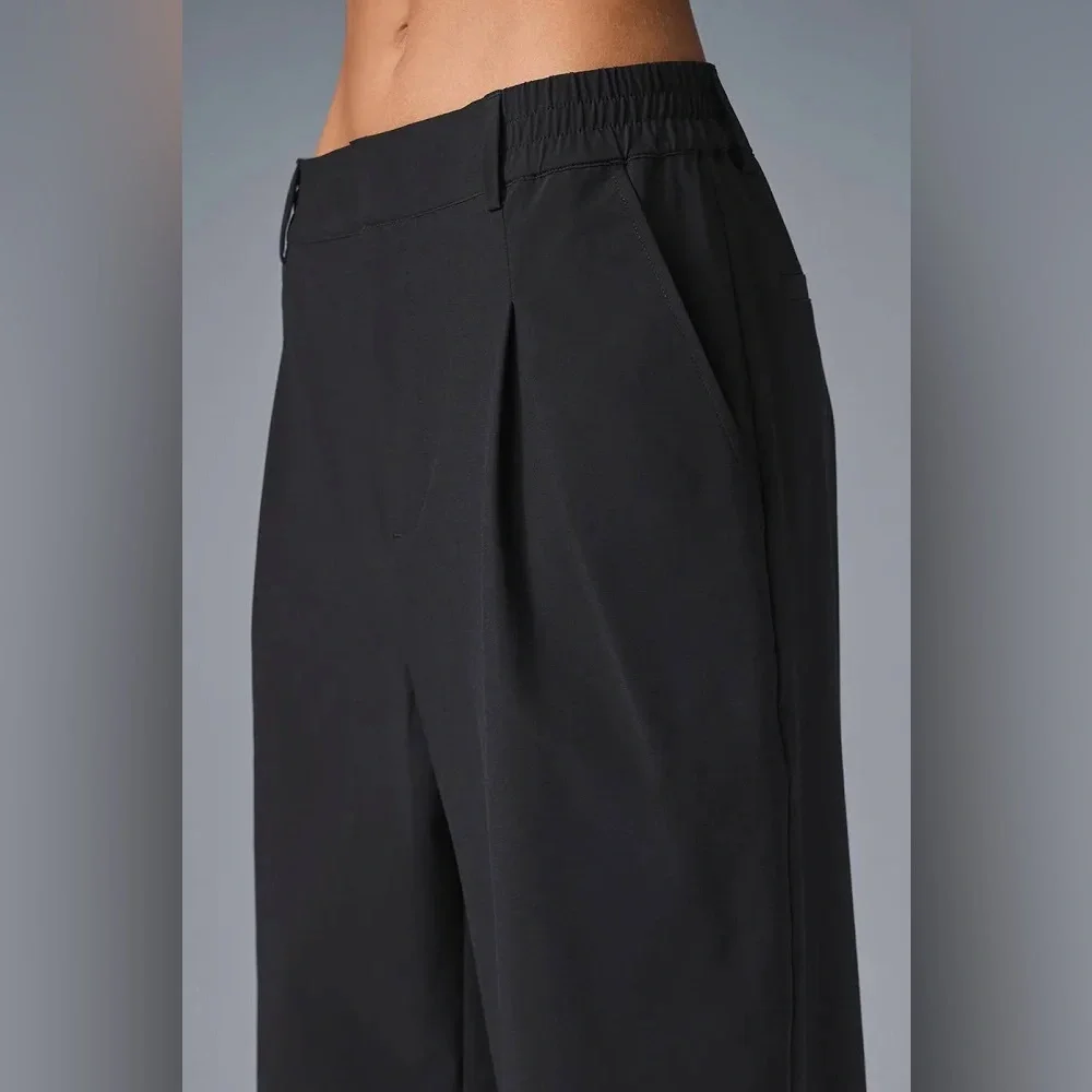 ALO Yoga Black Wide-Leg High-Rise Pants - Picture 6 of 16